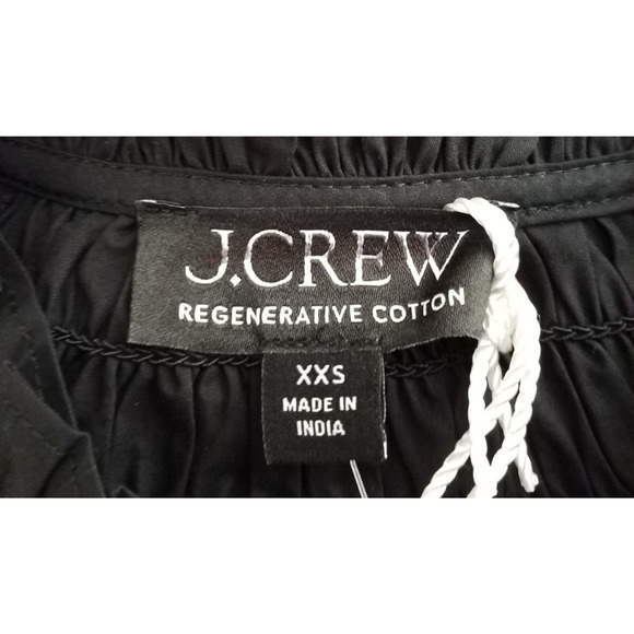 J.Crew Top | XXS | Black Smocked Neck Cotton Blouse NWT - Picture 5 of 7